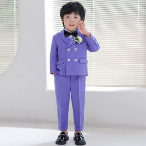2PCS Suit Set For Kid 2025 Stylish Birthday Wedding Children Performance Dress Formal Boy Blazer