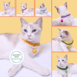 Vòng cổ cho chó mèo bằng len kèm lục lạc cao cấp HELLOPET Vòng cổ đan len có chuông nhiều màu sắc cho thú cưng