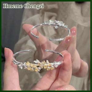 Hmeme New Plum Blossom Bell Bracelet Chinese Style Retro Color Cuff Bracelets For Women Flower Open Bangle Bracelet Jewelry