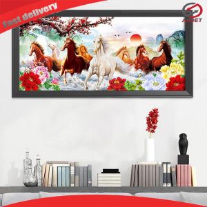 【Alloet】 11CT Animal Running Horse Pattern Cross Stitch Kit Printed Embroidery Wall Decor