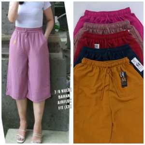Celana Kulot Cringkel Pendek  Jumbo 7/8 Bahan Crinkle Airflow Premium Pinggang Serut