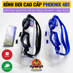 Kính Bơi Phoenix 401 Cao Cấp Người Lớn Trẻ Em Trên 12 tuổi - Tặng hộp đựng dây đeo co dãn tốt êm ái vòng đệm ôm sát mắt Chống Nước Hiệu Quả