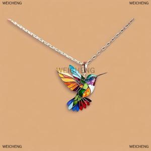 [COD] WEICHENG Fashion Hummingbird Necklace Jewelry For Women Exquisite Anniversary Gifts For Loved Ones Necklace Alloy Colorful