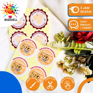 2-4 Sticker Bulat Cookies Idul Fitri Label Hampers Kue Kering Free Desain Custom Nama Uk.Kecil