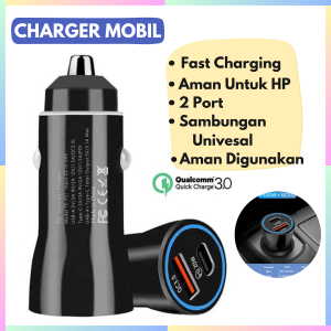 FAST DELIVERY CARFN Car Charger HP Mobil USB Type C Fast Quick Charging Super Cepat Penuh 2 Port 38W