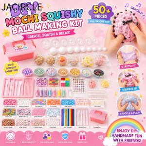 JACIRCLE Handmade Mochi Squishy Toy DIY Kit Noise Filler Stress Relief Squeeze Toys Craft Set for Kids