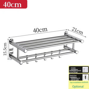 Cusina Royale 60cm Stainless Steel Wall-Mounted Towel Rack with Shelf 1 Year Warranty