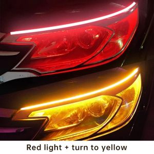 EKLEVA 2xpcs Car Flexible LED Daytime Running Lights Turn Signal Lamp Headlight Waterproof 30cm 45cm 60cm White Yellow Red 12V