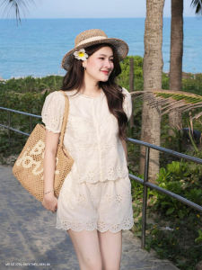 🌷 MyDu Shop | MS 2750 – Bộ Đồ Màu Kem Vải Thêu Nhẹ Dễ Phối & Cực Kỳ Trẻ Trung 🌷