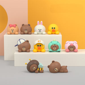 Line Friends Silicone Figurine Mini Ornament Toy Doll Car Dashboard Desktop Decoration