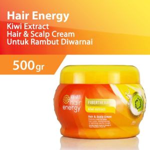 Makarizo Hair Energy Fibertherapy Hair & Scalp Creambath 500gr Aloe & Melon Kiwi Royal Jelly Gingseng Olive
