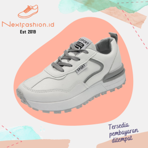 Sepatu Sneakers Wanita Casual Fashion Sport Shoes Biru Abu Nextfashion (221)