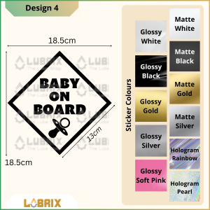 LUBRIX Sticker Baby On Board Car Sticker Car Sticker Kereta Stiker Kereta Baby In Car Sticker Waterproof Sticker Cute Baby Sticker