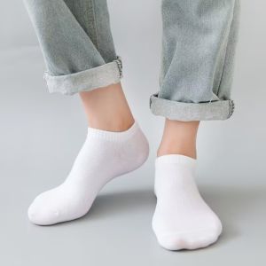 10 Pairs Cotton Ankle Socks Breathable Sweat-Wicking Pure Color Low-Cut Korean Socks for Men & Women