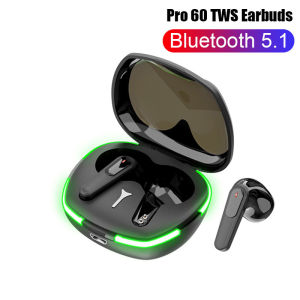 Megone หูฟังแบบสอดหูสำหรับเล่นเกมหูฟังไร้สาย Pro60จอแสดงผล LCD หูฟังบลูทูธพร้อมไมโครโฟนชุดหูฟังโหมดเกม