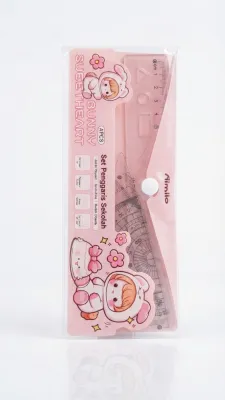 AIMILO PENGGARIS SET LUCU 4 IN 1 / PENGGARIS SEGITIGA BUSUR DERAJAT ESTETIK MOTIF ANAK