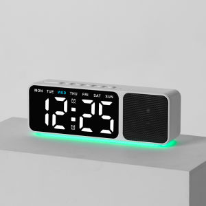 Loa Bluetooth GH9025 đa chức năng kết hợp đồng hồ điện tử LED báo thức thiết kế tối giản hiện đại