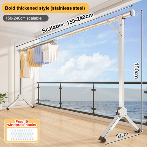 Clothes Drying Rack Drying Rack Clothing Folding Indoor Outdoor Heavy Duty Stainless Steel Laundry Rack Foldable Portable Large Clothes Rack Garment Rack with 20 Windproof Hooks