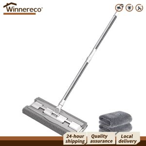 Versatile Flat Mop with Reusable Microfiber Pads and Built-in Scraper for Multi-Surface Floor Cleaning in Home and Office