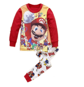 (Msia Stock) Cartoon Pajamas Set Kids Pyjamas Sleepwear Long Sleeve Cotton Pooh Cars Mario Unicorn Spiderman Pajamas Set Baju Tidur Budak  睡衣 长袖 男童