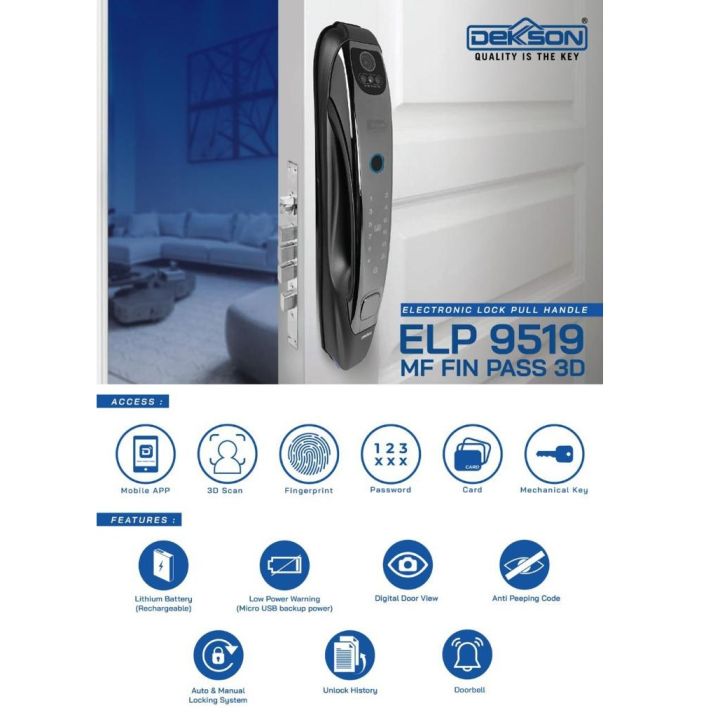 ELECTRONIC LOCK DEKKSON ELP 9519 MF FIN PASS 3D GREY Digital