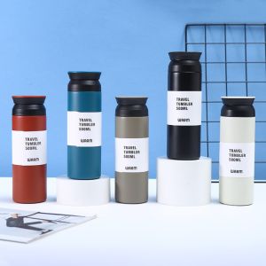 ZM10Q 350/500มล. ขวดกระติกน้ำร้อน 304สแตนเลสสตีล ผนังสองชั้น ขวดน้ำฉนวน แก้วน้ำสำหรับเดินทาง สไตล์ญี่ปุ่นแบบ กระติกน้ำสูญญากาศ รถสำหรับรถ