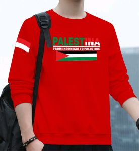 Sale Sweater Keren Kaos Pria Distro Palestina Sweatshirt Cowo Elegan Crewneck Trendy Sweter Kekinian
