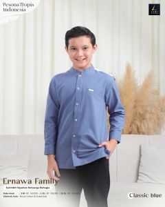 SARIMBIT LUBI 2025 ERNAWA FAMILY CLASSIC BLUE TERBARU GAMIS DAN KOKO KELUARGA LEBARAN KEKINIAN PREMIUM TERMURAHHH