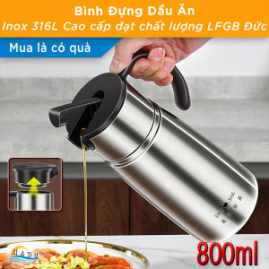 Bình Đựng Dầu Ăn Nước Mắm SSGP Inox 316L 800ml - Nắp Thông Minh Tự Động Chai Rót Dầu Cao Cấp Chống Gỉ Đạt Chất Lượng LFGB Đức