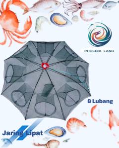 Jaring ikan Perangkap Bubu Payung 8 Lubang Jala Udang Kepiting automatis 8 Lubang Alat Jaring Pancing Jala Ikan Udang Kepiting Lele Lobster Sungai Laut Danau Fish Trap Net