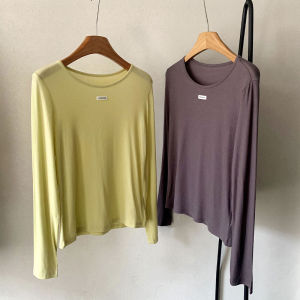 Women Long Sleeve Crew Neck T-Shirt 2026 Fall New Simple Versatile Basic Layering Top