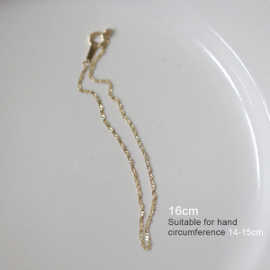 S925เงินสเตอร์ลิงชุบ14K Gold Girl สร้อยข้อมือ Twist Water Ripple Naked Chain ง่ายต่อการจับคู่