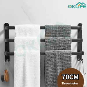 [OKLIFE. SG]Wall-mounted/black towel rack/with Hooks/Towel Rack/Towel Hanger/Wall Hanging