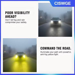 CISWGE H11 H8 LED Đèn sương mù 2 cái bóng đèn màu vàng 4300K 100 wát 1500lm tăng cường khả năng hiển thị cho sương mù đường phố và thành phố sử dụng