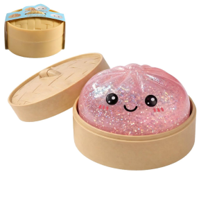 [SG] Glitter Dumpling Squishy 8cm Stress Relief Toy Glitter for Office Home Relaxation Dumpling + Steamer Set 解压包子捏捏乐
