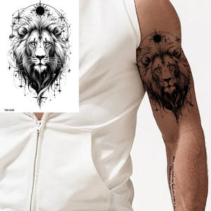 Forest Animal Temporary Tattoo Sticker Tiger Wolf Fox Lion King Head Tattoos For Men Women Arm Sleeve Body Art h260819