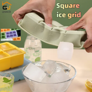 GHVACZS 4 / 8PCS อาหารเกรดซิลิโคนน้ำแข็งลูกบาศก์แม่พิมพ์ฤดูร้อนครอบคลุมถาดน้ำแข็งวิสกี้โฮมเมดลูกบาศก์น้ำแข็ง DIY สร้างสรรค์