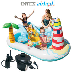 Intex สระสไลเดอร์ ฟิชชิ่ง ฟัน 2.18x1.88x0.99 ม. รุ่น 57162 + ที่สูบลมไฟฟ้า (สูบลมเข้า / ดูดลมออก )