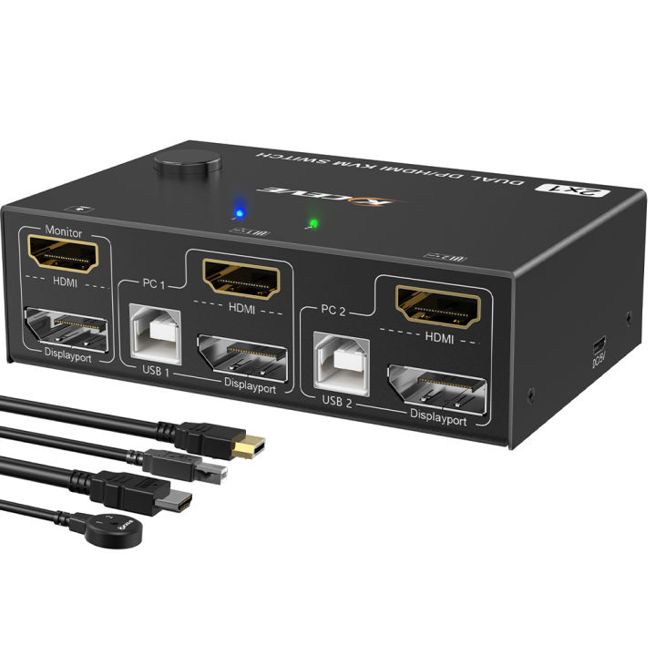 HDMI KVM Switch Dual Monitor UHD 4K60Hz for Quad Monitor Stereo Audio