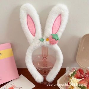 AHOURR ยางรัดผมน่ารักสตรอเบอร์รี่น่ารักดอกไม้กระต่ายหูสายคล้องผมสุภาพสตรีตุ๊กตาเด็กอุปกรณ์เสริมผม