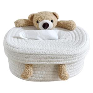 Cotton Bear/Rabbit Tissue Box Cover Practical Tissue Storage Box Paper Holder with Playful Designs for Family Room