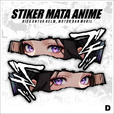 STICKER MATA ANIME UNIVERSAL/ VINYL UV TRANSPARAN CETAK/ SERBAGUNA HELM MOTOR MOBIL / 1 SET ISI 2