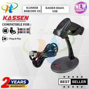 Kassen KS601 Scanner Barcode 1D USB Plus Stand Scan Barcode Resi Harga Barang KS 601 KS-601