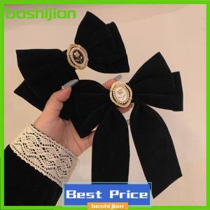 bashijian New Black Velvet Bow Hair Pins Elegant Fabric Alloy Roses Hair Clips for Women