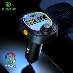 FLOVEME New Dual USB Car Charger Bluetooth 5.0 Car FM Transmitter Handsfree Radio Mp3 Player Colorful Lights Modulator Car Charger