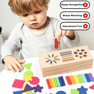 Kids Wooden COLOR SORTING BUCKET Shape Color Matching Montessori Educational Toys Gift