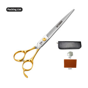 Sangelar 7 inch 7.5 inch kéo cắt tỉa thú cưng chuyên nghiệp cao cấp màu vàng mờ có tùy chọn kéo cắt thẳng kéo cong kéo tỉa mỏng (tặng kèm túi)