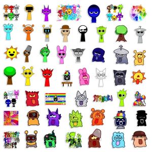 50Pcs Cute Sprunki Stickers Sprunki Incredibox DIY Stickers Scrapbooking Phone Luggage Skateboard Waterproof Decals