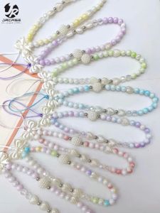 Kekinian Korean Fashion Strap Tali Gantungan Hp Manik Lucu Gantungan Ponsel Handphone Rantai Mutiara Kristal Swarovski Pita Ribbon Korea Viral Universal