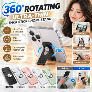 360° Rotating Slim Phone Holder Adjustable Folding Metal Phone Bracket Compact Back Mount Stand Portable Desk Support Mobile Phone Holder
